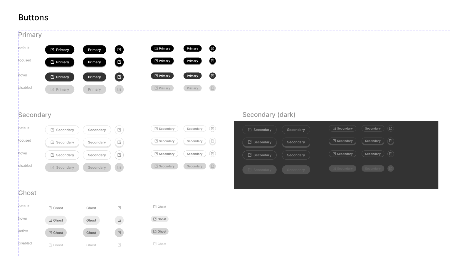 Collecta design system buttons